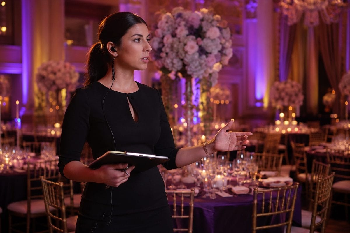 Coordinadora de eventos en salón de lujo