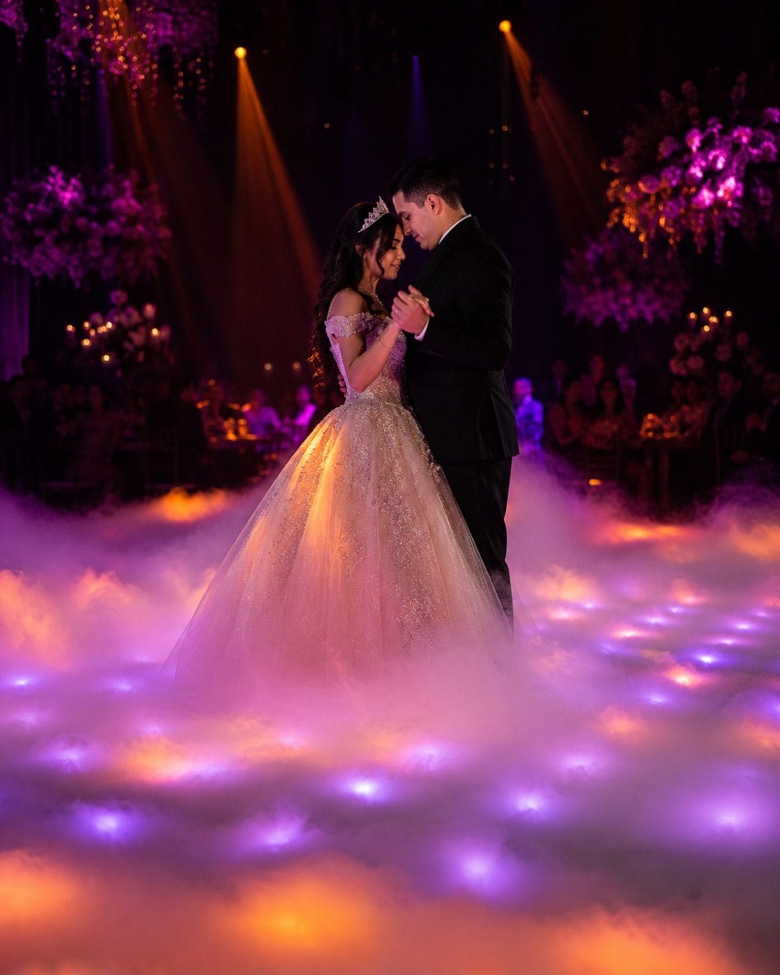 Niebla baja con piso LED — quinceañera