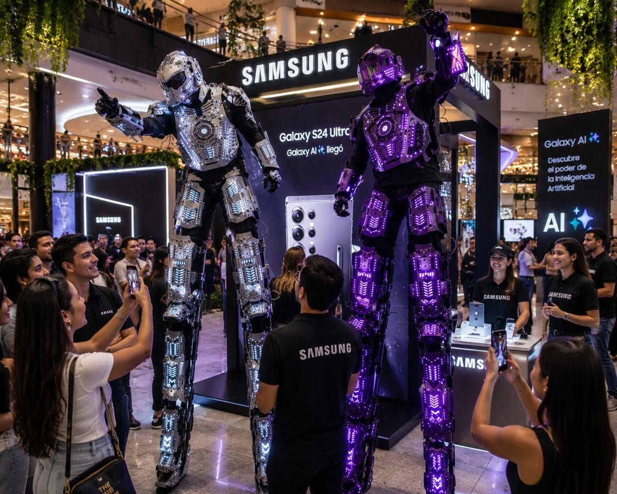 Personajes LED en activación corporativa