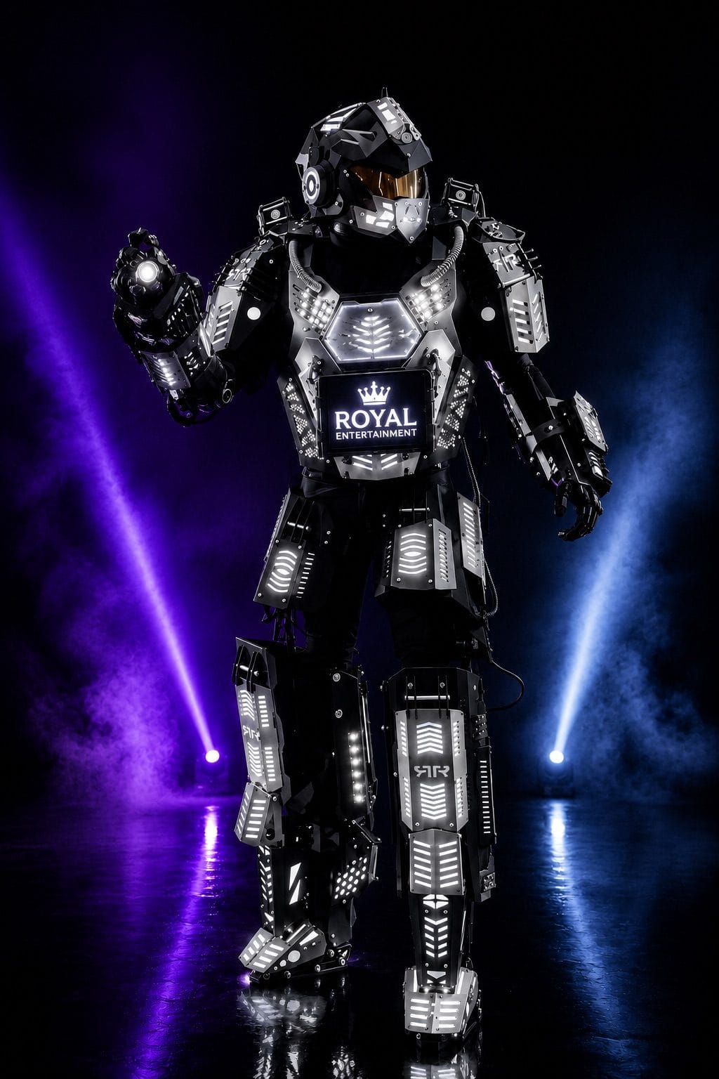 Robot LED plateado premium